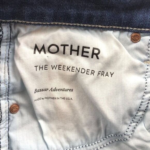 Mother Woman's Jeans Size 27 The Weekender Fray Blue Denim Flared Jeans - Picture 3 of 16